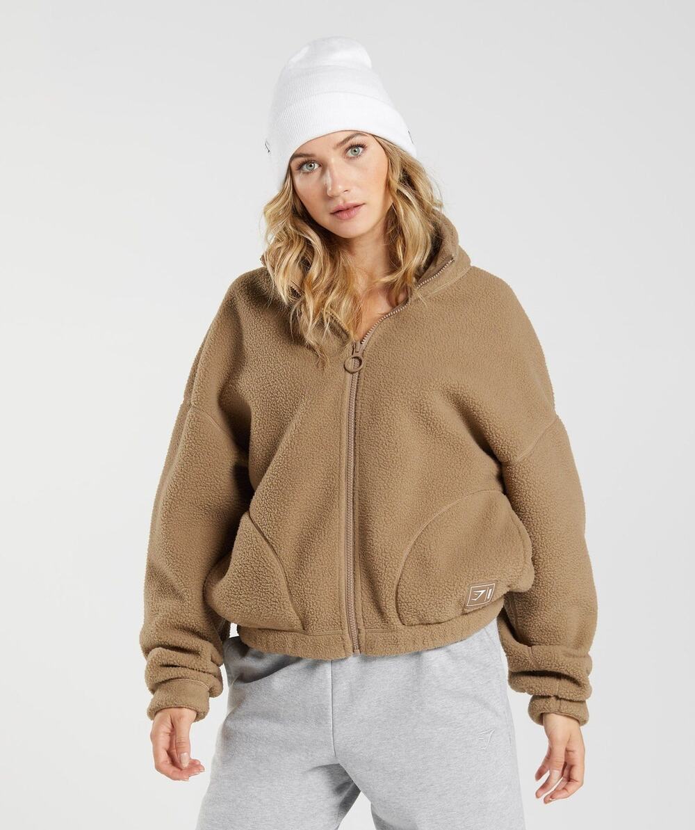 Gymshark Reversible Sherpa Fleece Jacket Brown Medium Sold Out
